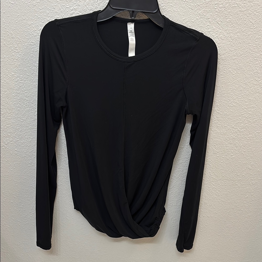 Lululemon Athletica Black Fitted Asymmetrical Blouse